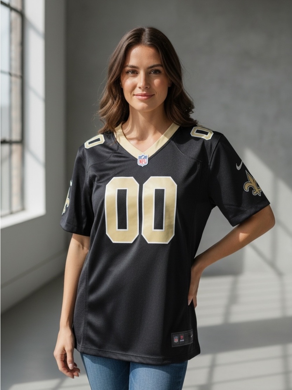 182 NFL Women's Black and Gold Football Jersey